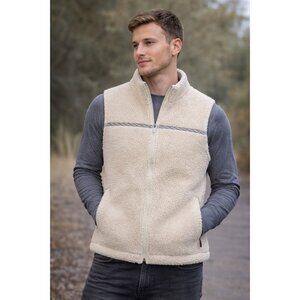 Horny Toad Sherpa Fleece Vest Cream Full Zip Outdoor Mens Small Gorpcore